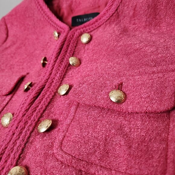 Talbots Berkshire Crop Button Jacket Wool Blend Womens 10 Holly Berry Classic - Picture 3 of 12